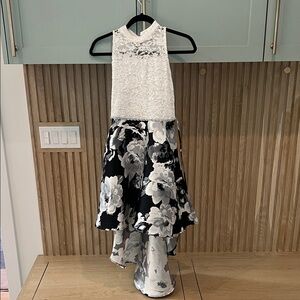 Speechless White and Black Floral Kids Formal Dress